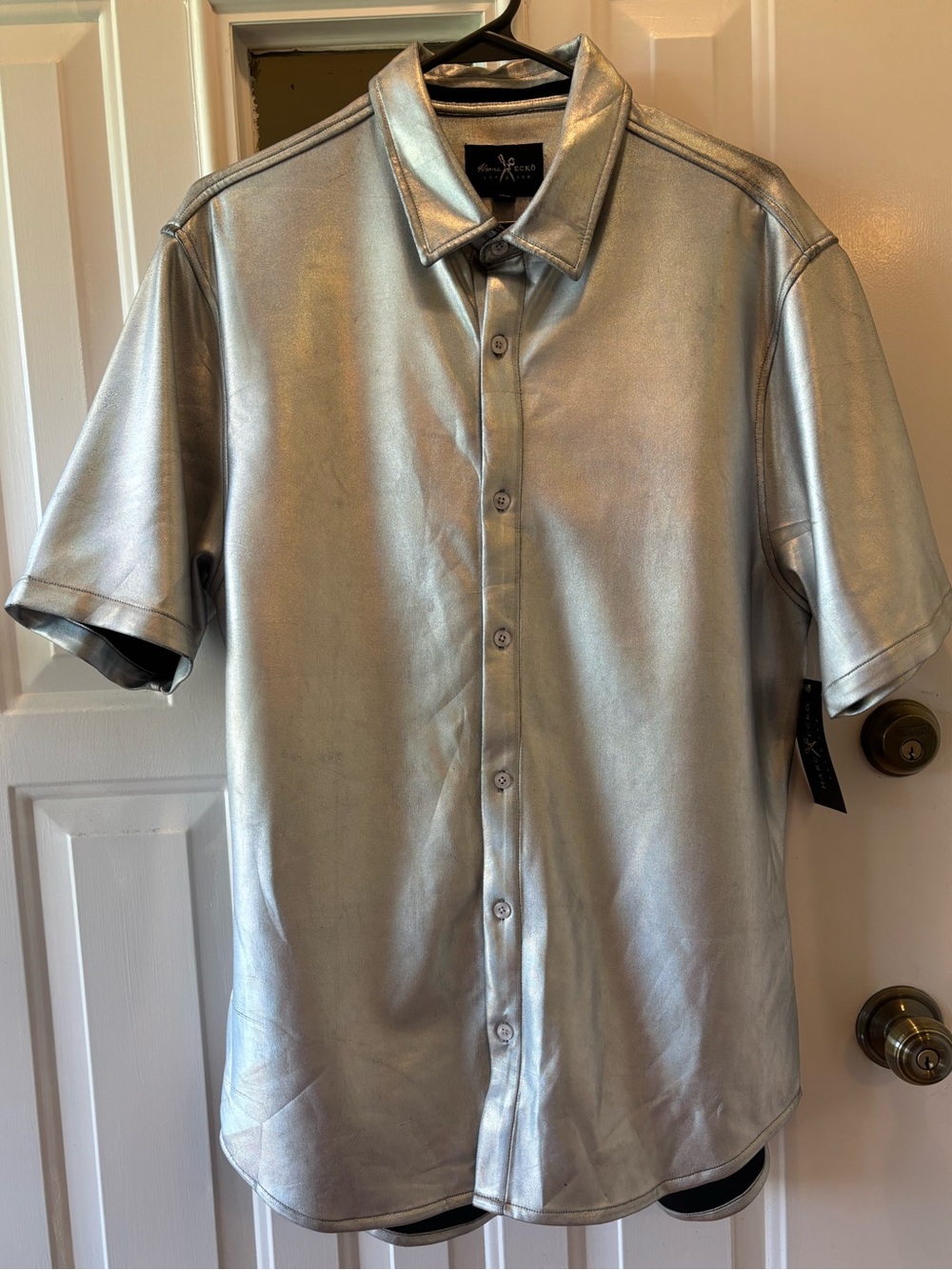 Marc Ecko Metallic Silver Shirt Men’s M Halloween Costume Y2K